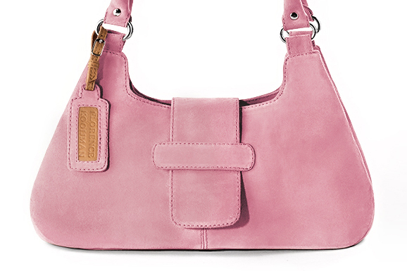Dress handbag in carnation pink leather - Profile view